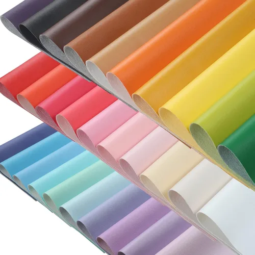 Vista 3 de CDY Sábanas de piel sintética lisa: 30 unidades/juego de 8.2 x 6 pulgadas, hojas de tela de cuero de colores pastel adecuadas para hacer lazos