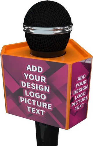 Vista 5 de Caja de micrófono personalizada Logo personalizado Cubo Hexágono micrófono bandera (negro)