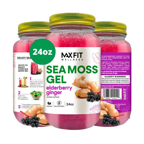 Vista 12 de Gel de musgo marino crudo (12 sabores) de 24 onzas, gel de musgo marino dorado silvestre de Santa Lucía 92 vitaminas y minerales puro crudo +