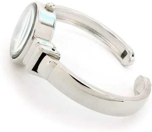 Vista 3 de Reloj de pulsera de pulsera de metal plateado para mujer de tamaño pequeño, plateado, Moderno