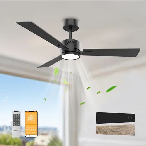 Vista 18 de OPONL Ventilador de techo de 52 pulgadas con luz y control remoto Negro