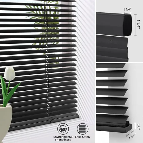 Vista 5 de ACMEART Persianas de aluminio de 1 pulgada para ventanas, sin herramientas Negro