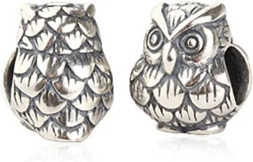 Vista 2 de Búho Charm 925 Abalorio de Pájaro de Plata Esterlina Animal Charm Sabiduría para Pandora Pulsera (B)
