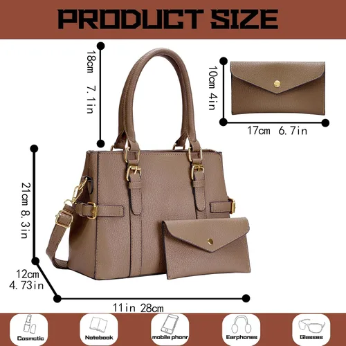 Vista 5 de Bolsos de mano de cuero de moda para mujer, bolso de hombro, asa superior, bolso de otoño