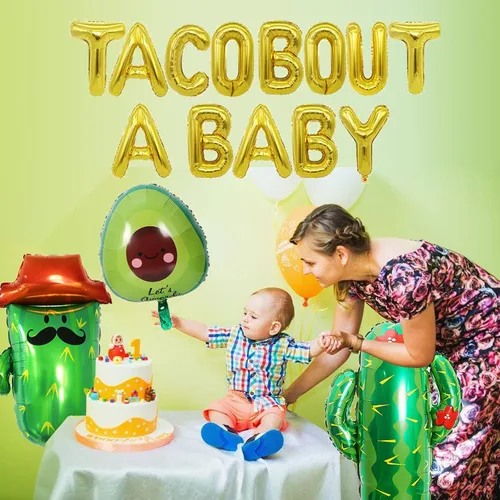 Vista 7 de 26 piezas de decoración Taco Bout a Baby, decoraciones de baby shower de fiesta incluyen globos Taco Bout a Baby, abanicos de papel, pancarta