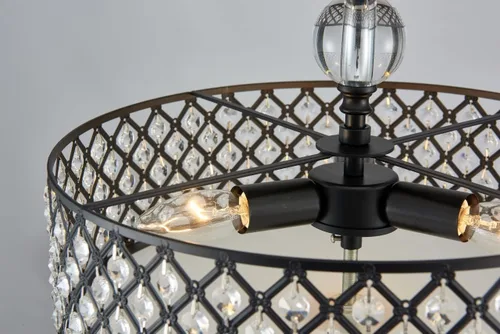 Vista 5 de Saint Mossi - Lámpara de araña de techo semiempotrada, moderna lámpara de techo de cristal K9 para comedor, sala de estar, dormitorio, 11 pulgadas