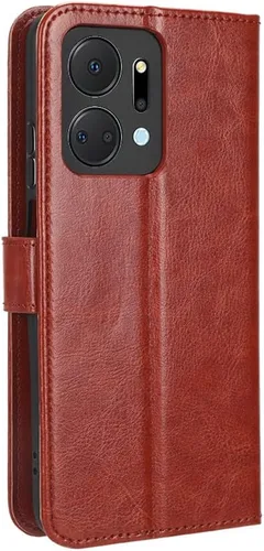 Vista 3 de Funda para Honor X7a Funda de cuero, con tapa para Honor X7a RKY-LX2 Funda Marrón
