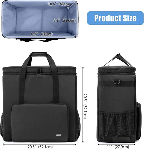 Vista 5 de CURMIO Funda de transporte de PC de doble capa, bolsa de viaje para computadora de escritorio para chasis de PC, teclado, mouse y auriculares, solo