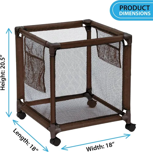 Vista 6 de Cubo organizador pequeño con ruedas para piscina, (18 pulgadas de ancho x 18 pulgadas de largo x 20 pulgadas de alto), estilo marrón 417244