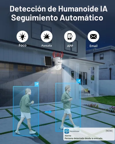 Vista 4 de OOSSXX Sistema de cámara de seguridad de batería solar dual de la lente 2K