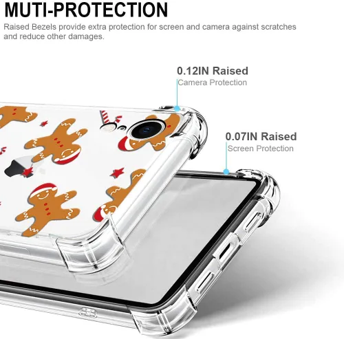 Vista 3 de Funda de Navidad para iPhone XR, diseño impreso de hombre de jengibre, transparente, suave, a prueba de golpes, funda protectora de TPU a prueba