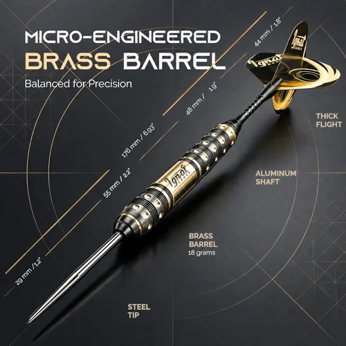 Vista 2 de Steel Tip Darts Set, Metal Tip 6 Pack, Knurled Brass Barrels, Darkborn Azul - Cristal Gótico