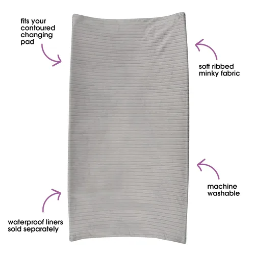 Vista 4 de Boppy Funda para cambiador, tela Minky acanalada gris