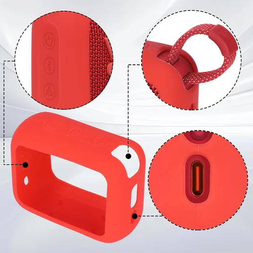 Vista 5 de Funda de silicona Lebakort compatible con altavoz portátil JBL GO 4 (Funda negra)