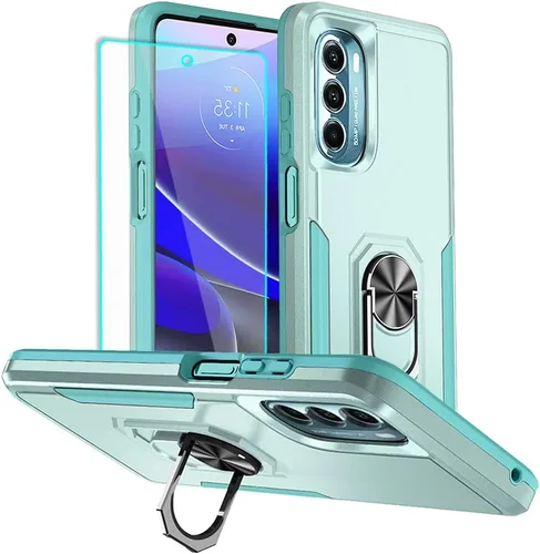 Vista 7 de HNHYGETE Funda para Moto G Stylus 5G 2022, con protector de pantalla, a prueba de golpes, grado militar, resistente, con función atril de anillo