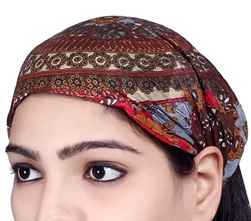 Vista 2 de SARJANA HANDICRAFTS Lote 10 piezas para mujer, banda de seda estampada para el cabello (surtido))