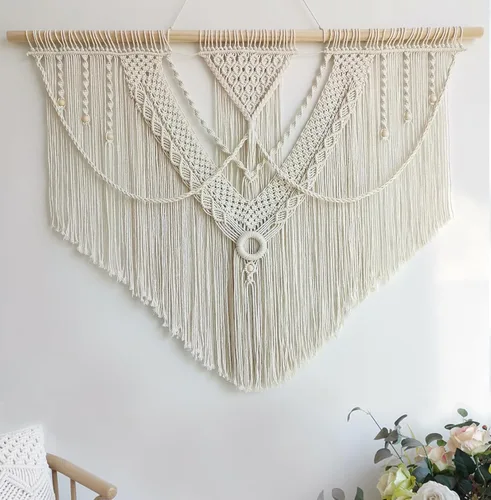 Vista 7 de Achart Colgante de Macramé para Pared Grande- Decoración de Pared Boho- Arte de Pared Grande- Decoración de Pared para Sala de Estar- Tapiz