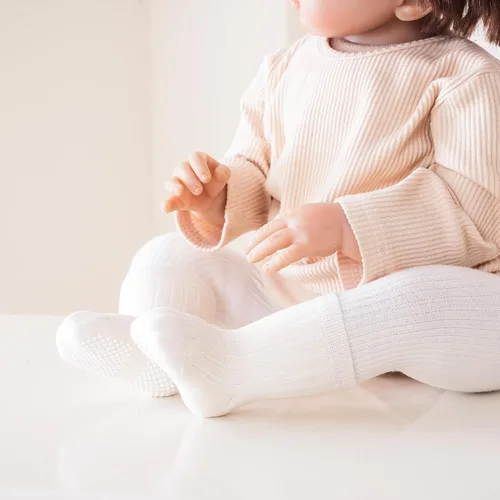 Vista 5 de VWU Calcetines de algodón para bebés y niños pequeños con empuñaduras de 0-5T, 6
