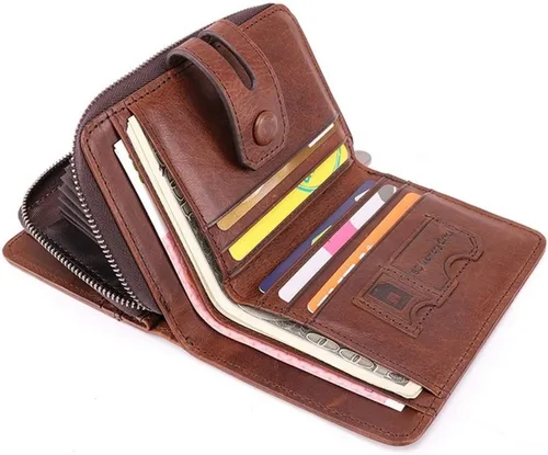 Vista 6 de TAUFE Men's Wallets, Men's Wallet Short Clutch Multifunctional Leather Wallet Expanding Card Holder Coin Purse