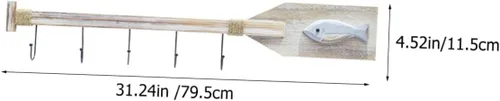 Vista 2 de DOITOOL Gancho decorativo para colgar en la pared, perchero de madera, ganchos náuticos, decoración de peces de madera, colgador de pared náutico