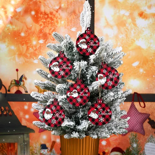 Vista 7 de Bucherry Adornos afroamericanos para árbol de Navidad, adornos de Papá Noel negro de 3.2 x 3.9 pulgadas, decoraciones de madera navideñas colgantes