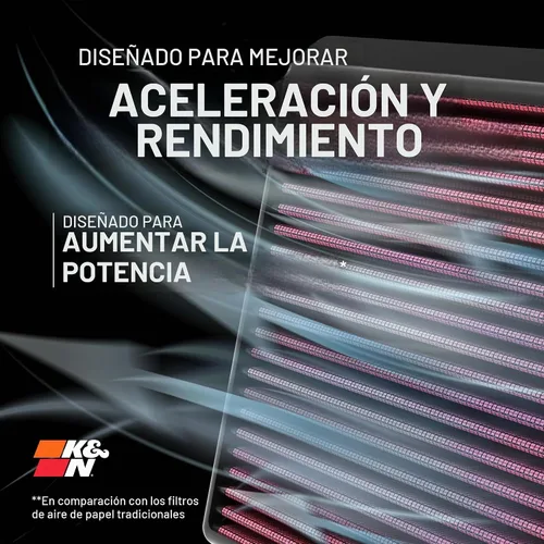 Vista 2 de K&N Filtro de aire del motor: Alto rendimiento, filtro de aire Powersport, KA-6005