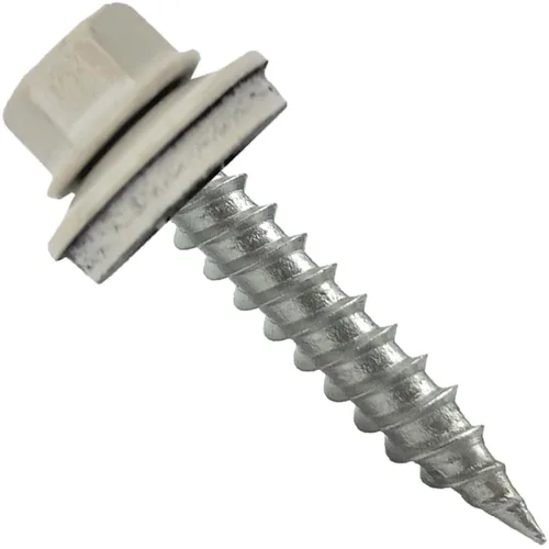 Vista 17 de 9 x 1 ABC Gray Stainless Steel Metal Roofing Screws - Hex Washer Head - Self-Piercing (SP) tip Metal to Wood siding Screws - EPDM Washer. 1 x 250