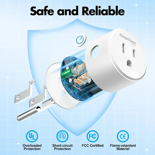 Vista 8 de DeeprClean Mini enchufes inteligentes que funcionan con Alexa, enchufe Wifi compatible con Google Assistant, toma controlada por aplicación
