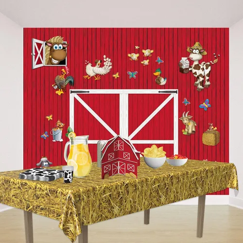 Vista 5 de Beistle Centros de mesa de granero 3-D, paquete de 3 decoraciones de mesa de granja, decoración de granero rojo plegable para temas de granero