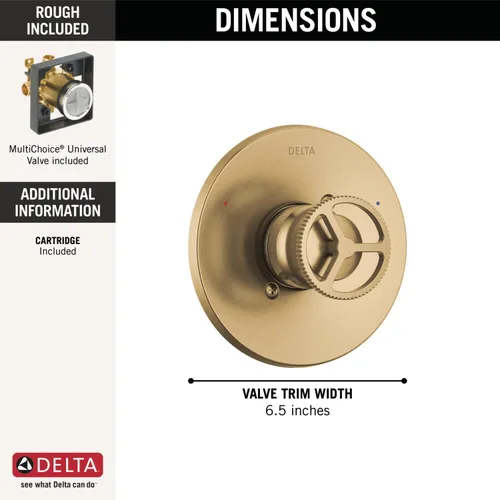 Vista 3 de Delta Faucet Trinsic Kit de moldura de válvula de ducha para sistemas de ducha dorados y grifos de ducha dorados, reemplazo de mango de ducha Delta