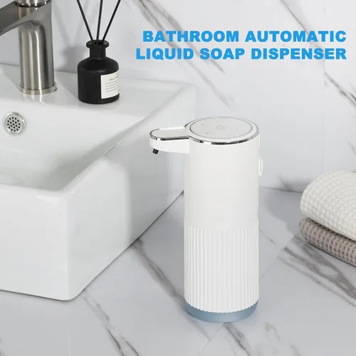 Vista 7 de RYTOXILO Dispensador automático de jabón, paquete de 2 dispensadores de jabón líquido sin contacto blanco para baño, dispensador eléctrico