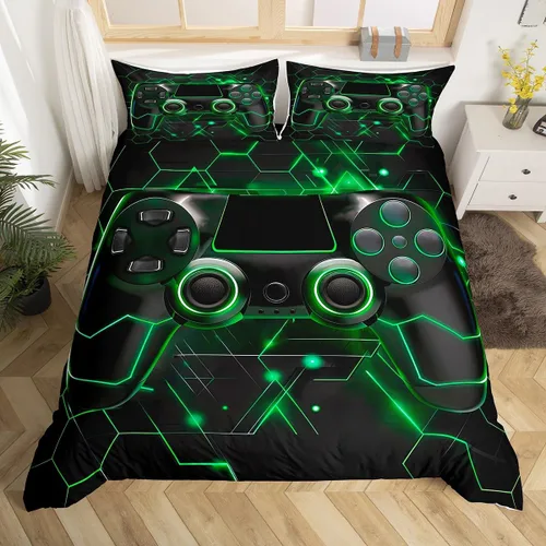 Vista 45 de Erosebridal - Ropa de cama para adolescentes y niños, estampado de control de videojuegos, funda de edredón tamaño individual, 2 piezas con 1 funda