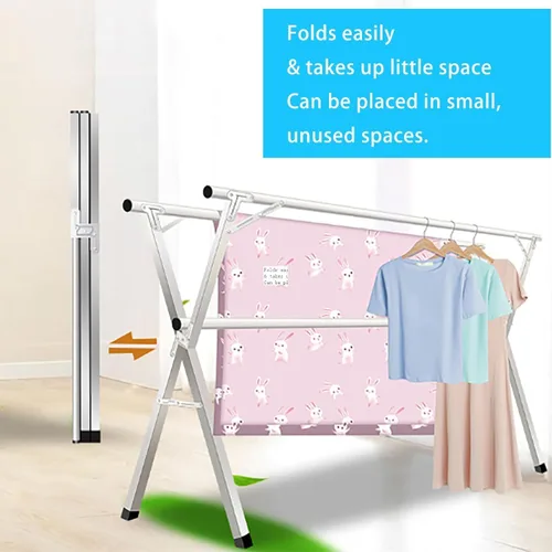 Vista 5 de Clothes Drying Rack - Stainless Steel Laundry Drying Rack with Extendable Rods, Lightweight Foldable Standing Clothes Dryer for Indoor, Outdoor