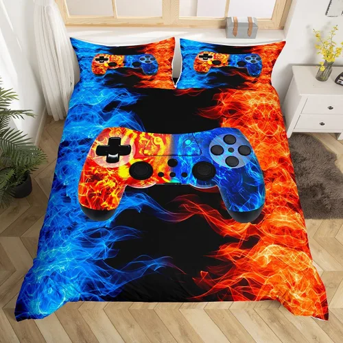 Vista 25 de Erosebridal - Ropa de cama para adolescentes y niños, estampado de control de videojuegos, funda de edredón tamaño individual, 2 piezas con 1 funda
