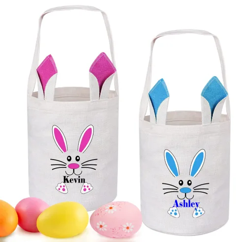 Vista 12 de Paquete de 2 cestas de Pascua personalizadas para niños, cestas de Pascua Touber para niños, cestas de Pascua personalizadas con nombre, regalos