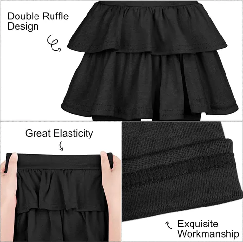Vista 3 de Resinta Leggings sin pies para niñas con falda de volantes, falda elástica con volantes, pantalón encantador para niñas