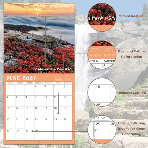 Vista 3 de Calendario 2026-2027 - julio 2026 - diciembre 2027, calendario de pared, calendario de 26-27, 12 x 24 pulgadas (abierto), calendarios de pared