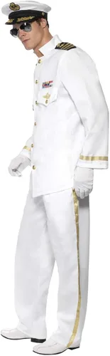 Vista 4 de Smiffys Disfraz de Captain Deluxe para hombre, color blanco, Blanco
