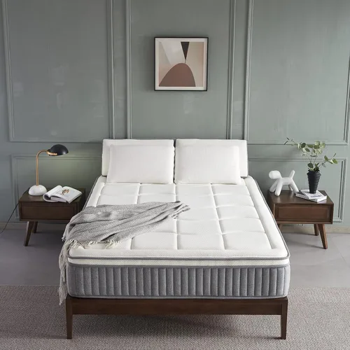 Vista 6 de Colchón de tamaño matrimonial, colchón de espuma viscoelástica con infusión de gel, colchón híbrido de resorte de bolsillo de 12 pulgadas en una