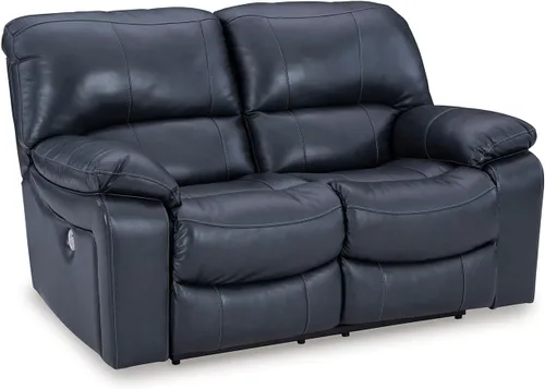 Vista 10 de Signature Design by Ashley - Sofá reclinable manual, primera base, color gris Space-saving 3-in wall distance, Easy-to-clean gunmetal faux leather