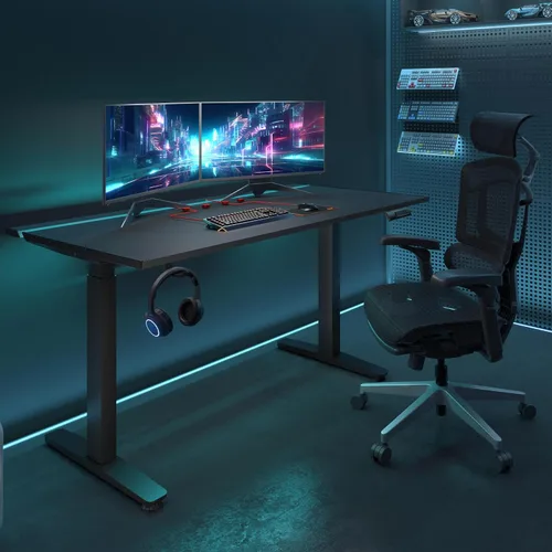 Vista 2 de FLEXISPOT - Escritorio eléctrico RGB de 55 pulgadas para juegos, escritorio
