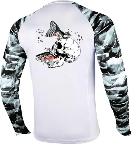 Vista 45 de Palmyth - Camiseta de pesca para hombre, con manga larga, protección solar ultravioleta FPU 50+, con bolsillo