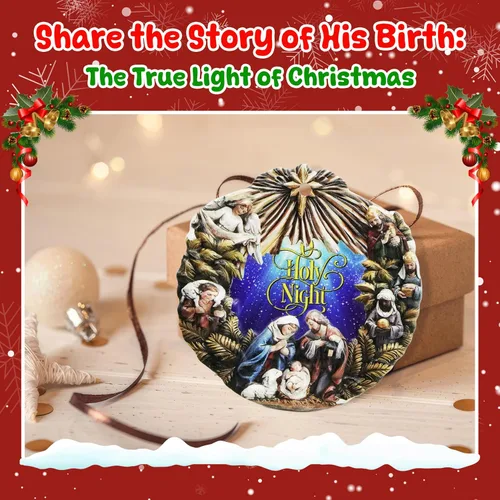 Vista 6 de GEEMBI Regalos cristianos de Navidad para mujeres y hombres – O Holy Night Adornos navideños de natividad de porcelana 3D 2025 – Regalos religiosos