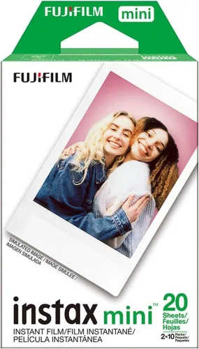 Vista 2 de Fujifilm Película para cámara Instax Mini: 20 disparos en total, (10 hojas x 2) - Incluye álbum de fotos colgante para 10 fotos y paño de microfibra