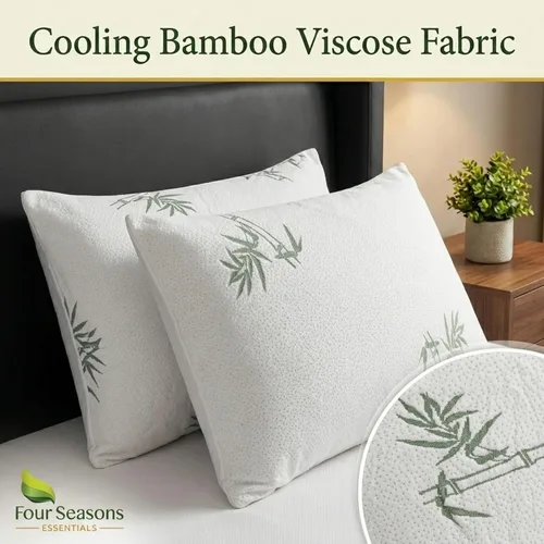 Vista 2 de Four Seasons Essentials Protectores de almohada impermeables de tamaño estándar (juego de 2) – Viscosa natural derivada de bambú – Fundas