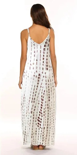 Vista 2 de Ours - Vestido de verano largo para mujer con tirantes finos bolsillos estampado floral uso informal estilo bohemio