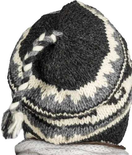 Vista 4 de Gorro de lana cálida de invierno con forro polar en el interior, tejido a mano, para la nieve y el frío, gruesa, para mujer, con diseño de Merino