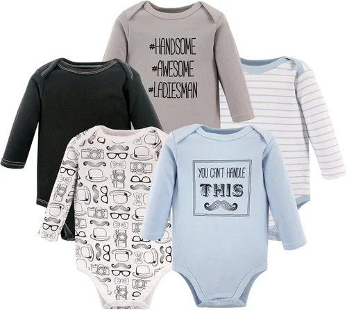Vista 41 de Hudson Baby baby-boys Cotton Long-sleeve Bodysuits 5-pack