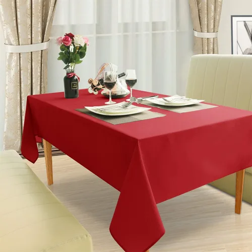 Vista 3 de Spaces Mantel de mesa 100% algodón para decoración de mesa de bodas/cocina, comedor, (rectangular), mantel (60 x 84 pulgadas, borgoña), lavable a