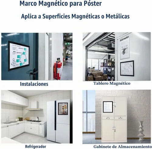 Vista 7 de JIUYE 6 soportes para letreros mangéticos, marco magnético de 8.5 x 11 pulgadas para documentos, marco exterior de plástico con borde magnético